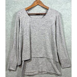 Soft Surroundings Womens Sweater M Heather Gray Layered Look Top